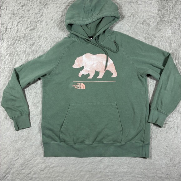 The North Face Tops - The North Face Womens Bear Graphic Hoodie Size‎ L Sage Green Cabincore Granola